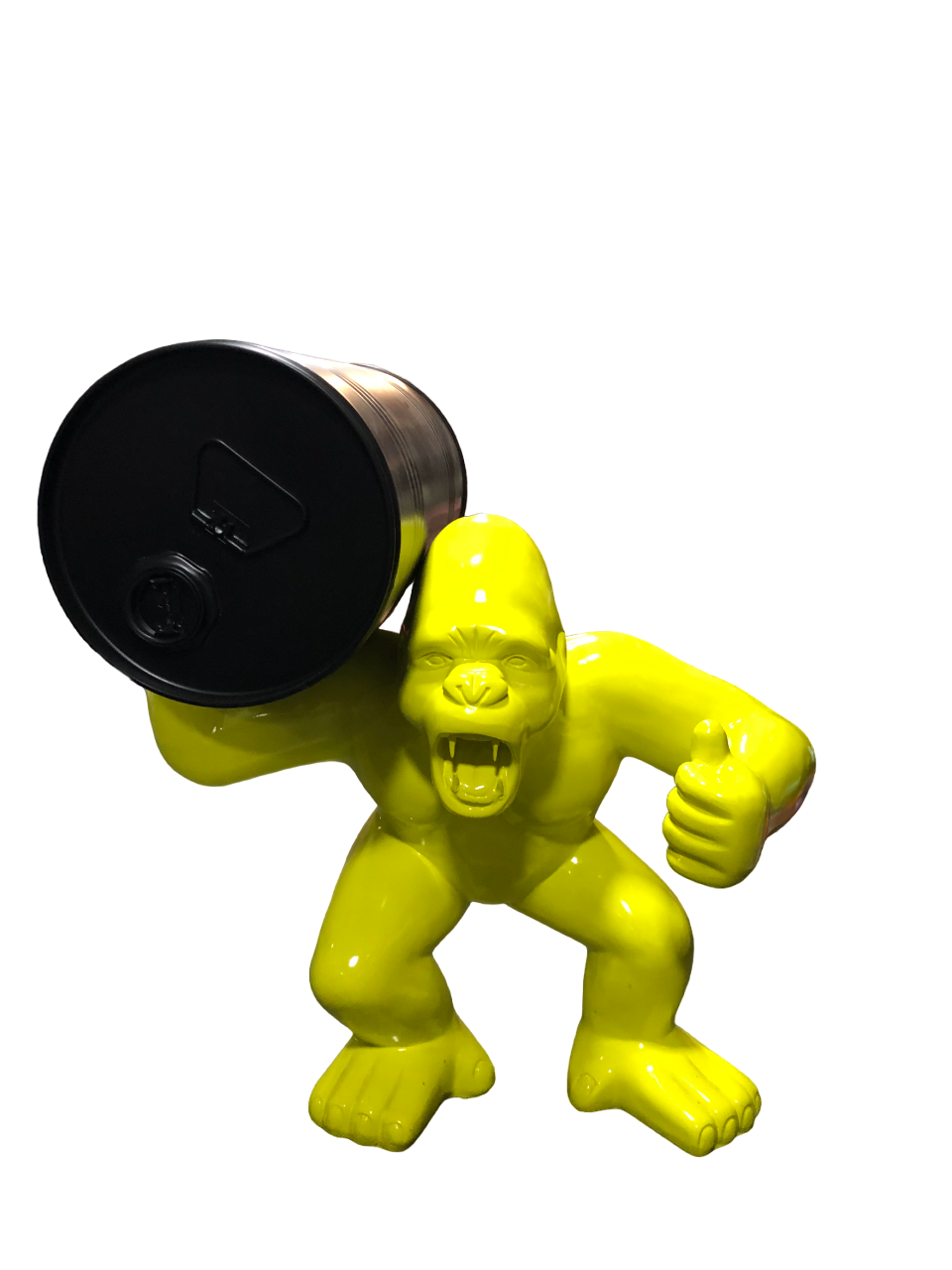 STATUE DE GORILLE VERT EN RÉSINE AVEC DÉCHETS NOIR  75 x 75 x 33