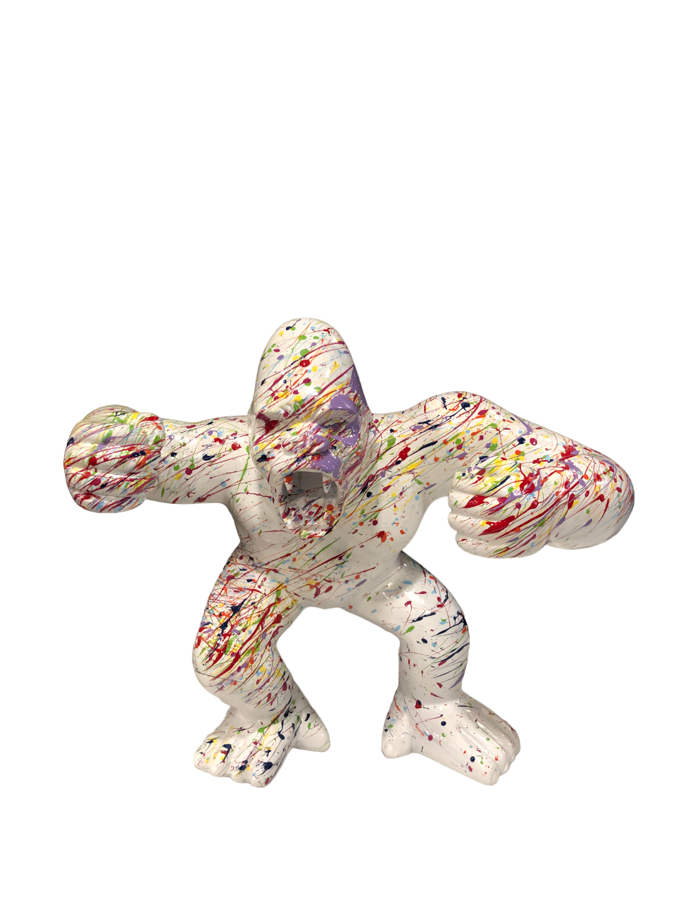 STATUE KING KONG GORIL EN RÉSINE BLANCHE 30 x 35 x 17