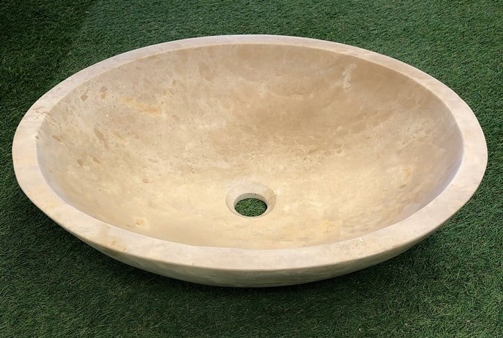 Vasque en Pierre Naturelle Fait Main Beige ( C ) 54 x 20 cm