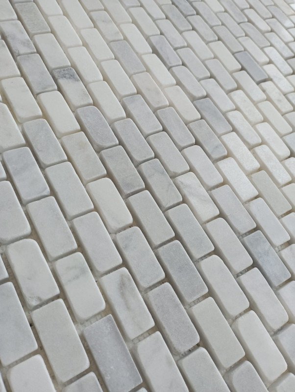 Mosaïque En Marbre Carrara En Forme De Briques 30,5x30,5 cm