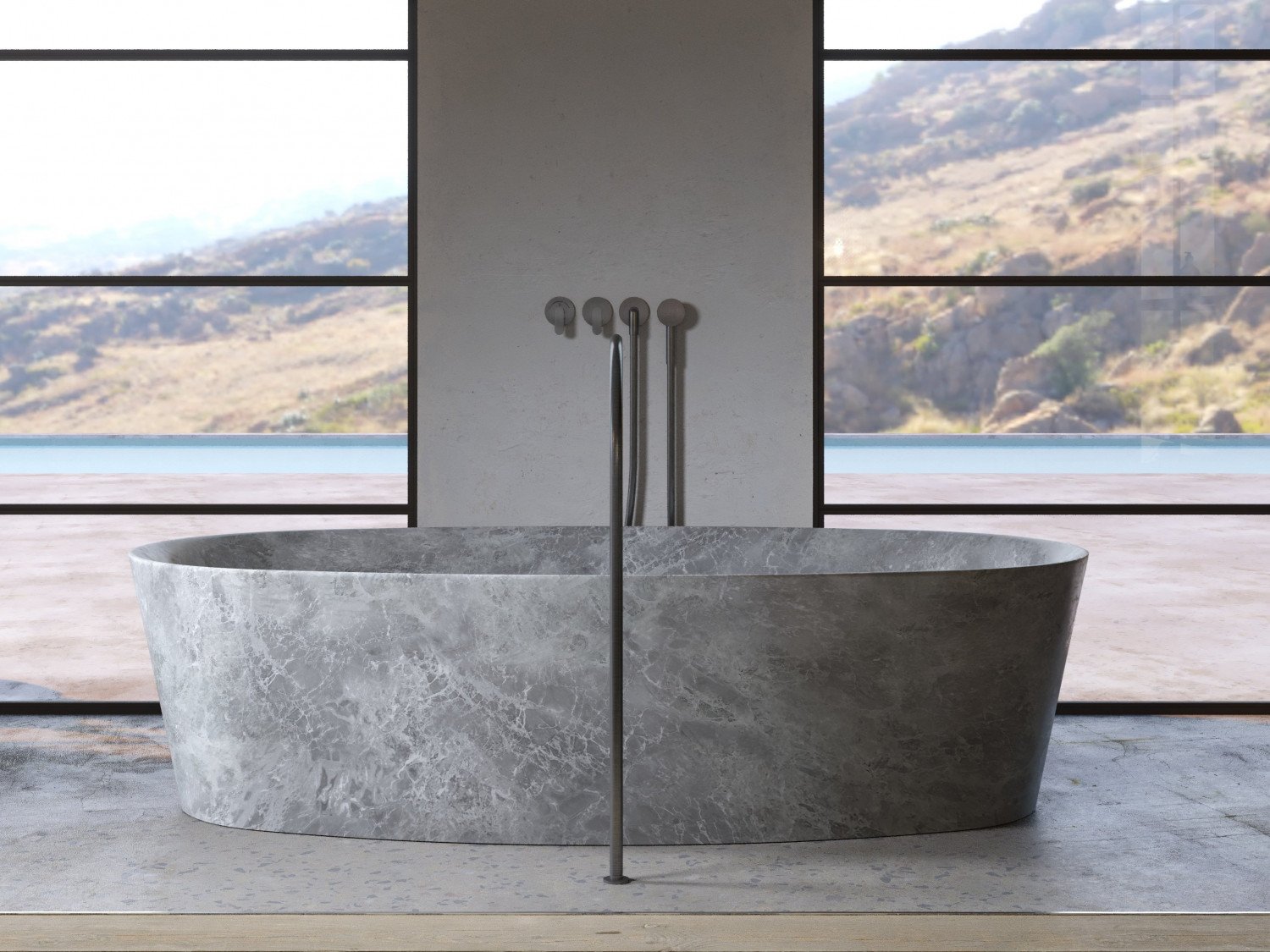 Baignoire en marbre gris toundra (commande spéciale)