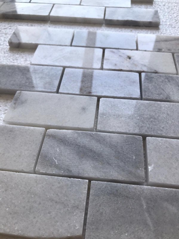 Mosaïque En Marbre Blanc De Mugla En Forme De Briques 30,5x30,5 cm