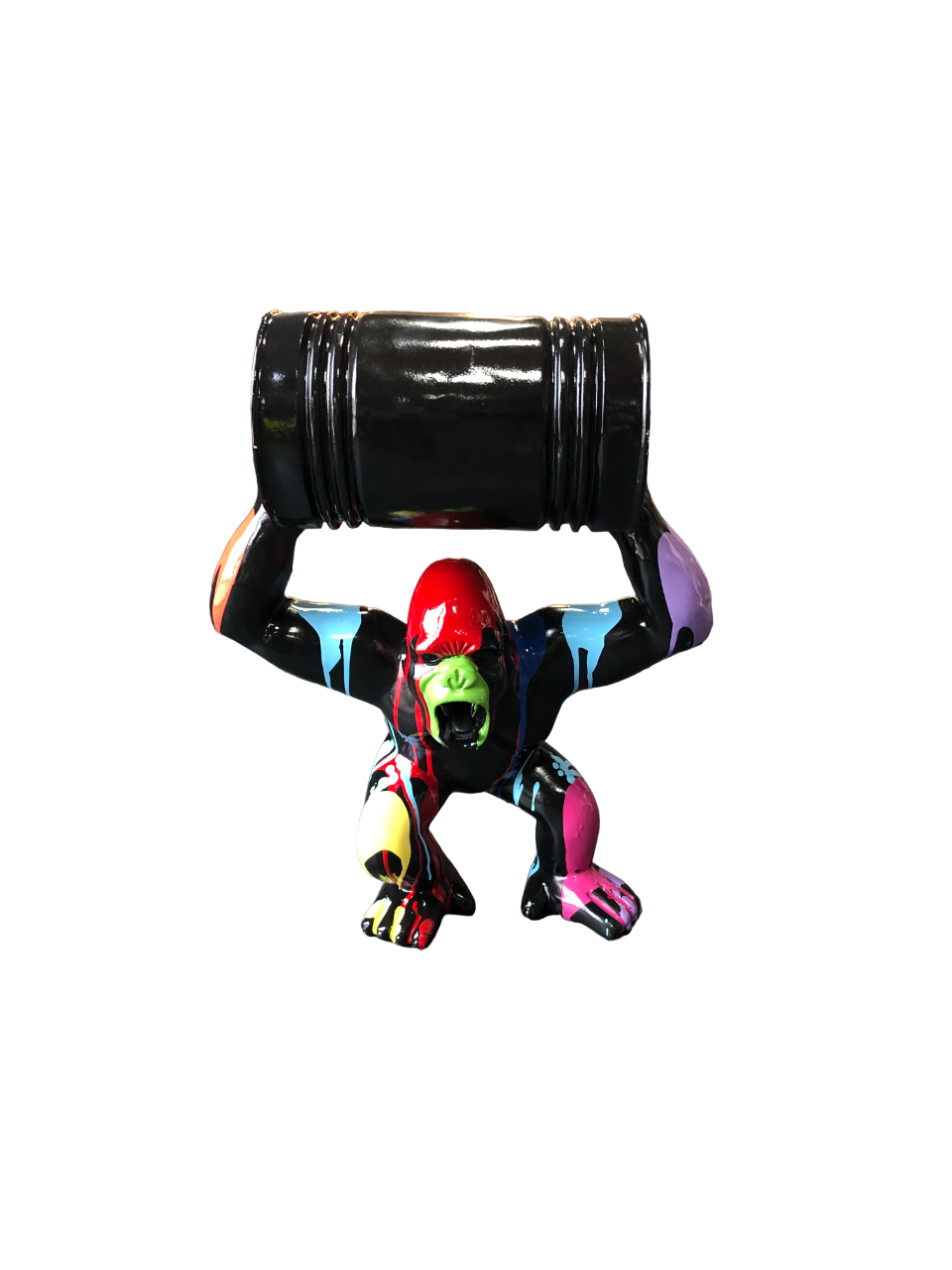 STATUE DE GORILE DE DÉCHET NOIR SAINT EN RÉSINE 31 x 33 x 18