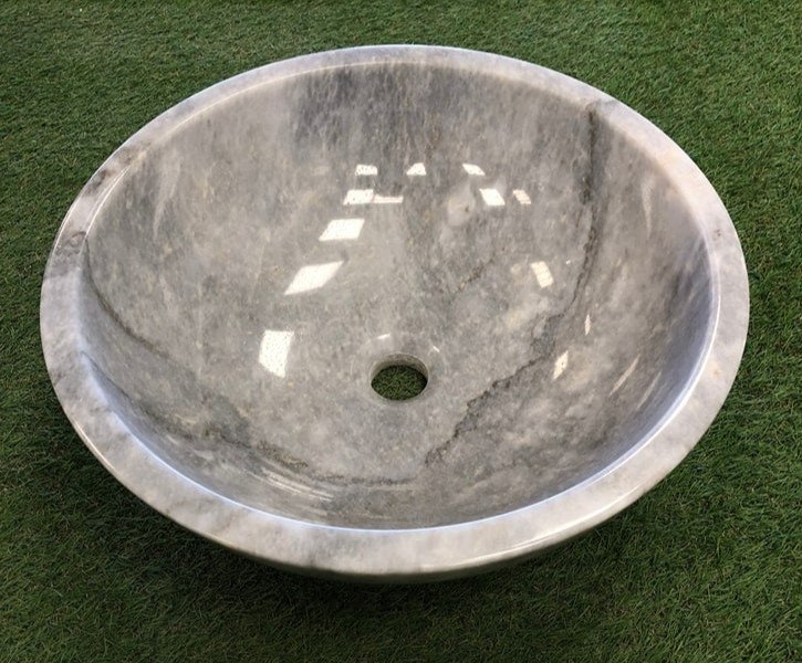 Vasque En Marbre Gris Faite Main - 42 x 18 cm