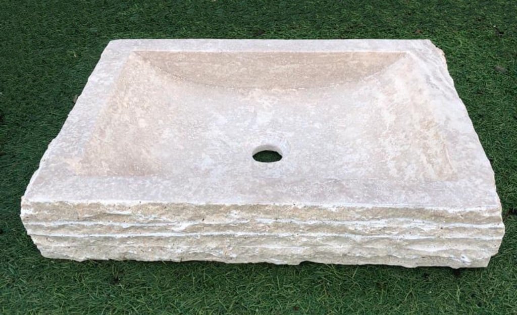 Vasque en Travertin Beige Sink Parament ( L ) 54.5 X 40 X 10 Cm