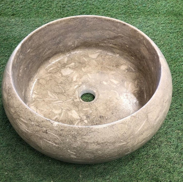 Lavabo En Travertin Macho Fait Main 35 x 16 cm