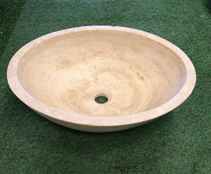 Vasque en Travertin Beige Fait Main 54 x 20 cm