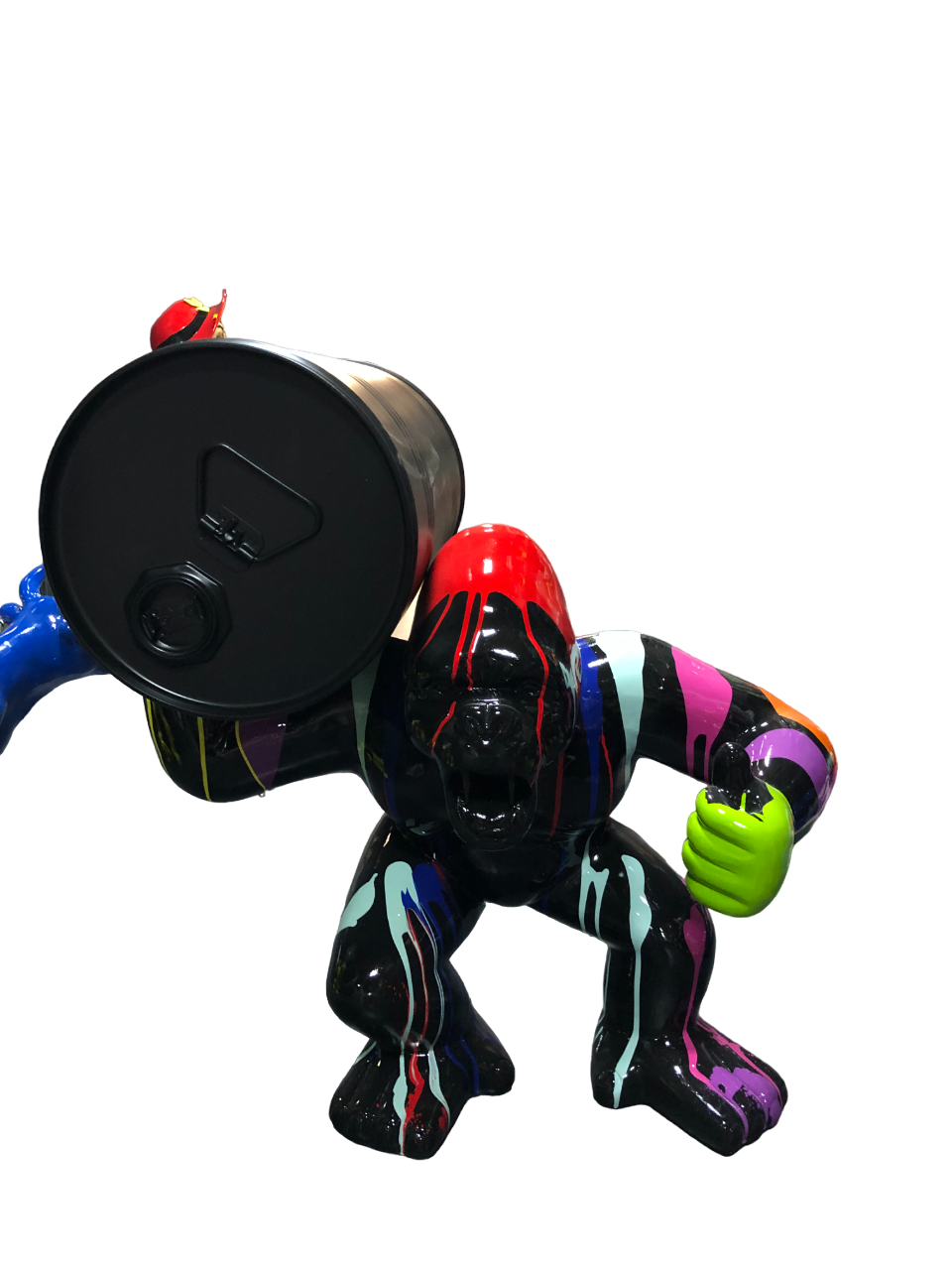 STATUE GORİLLE EN RÉSINE MULTICOLORE NOIRE  75 x 75 x 33