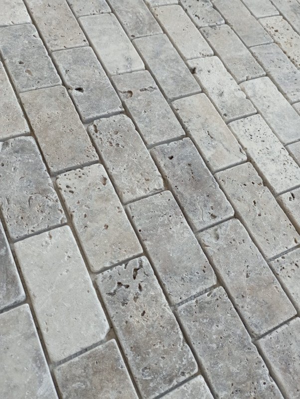 Mosaïque En Travertin Argenté Adouci 30,5x30,5 cm