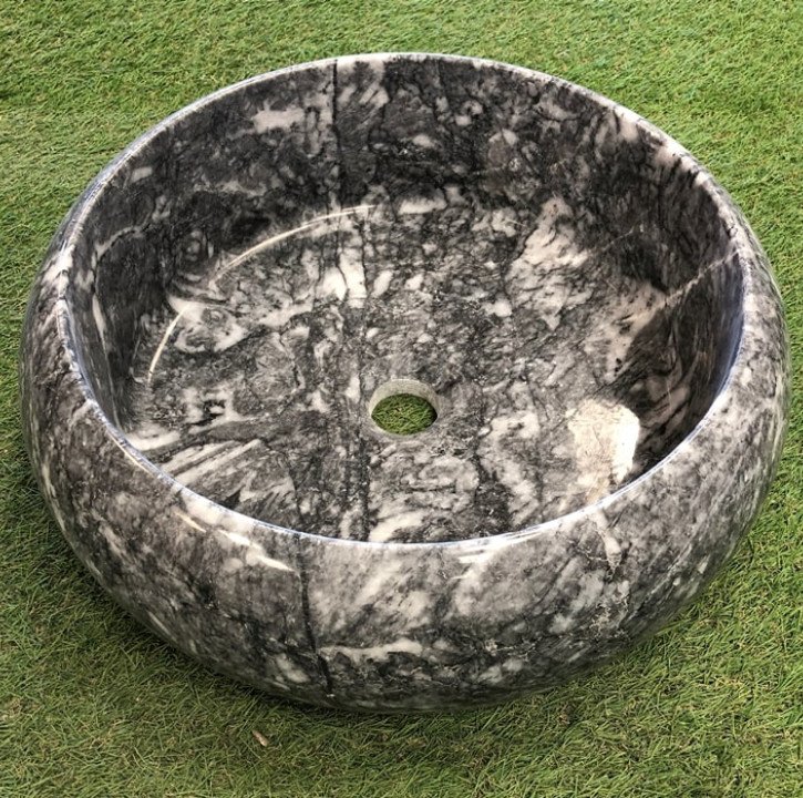 Vasque en Marbre Noir Fait Main - 35 x 16 cm