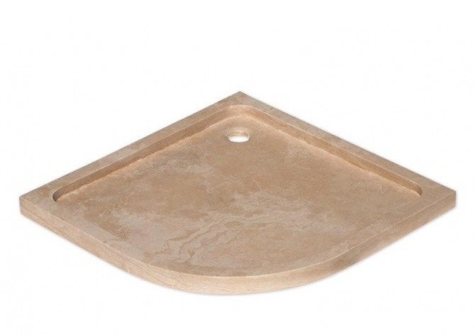 Receveur de douche rond en travertin clair